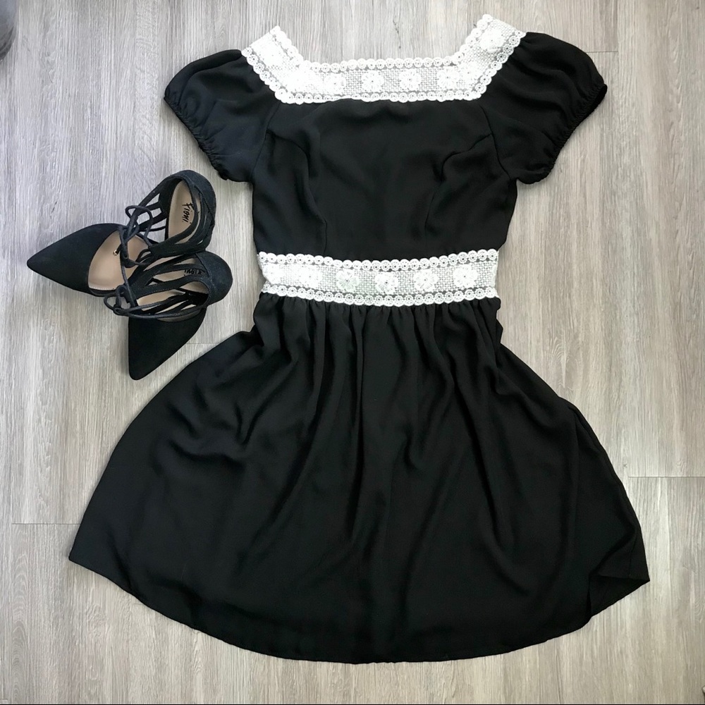 Altar’d State Lace V-Back Black Dress